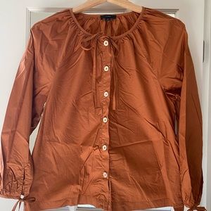 Rusty brown J Crew peasant blouse M.